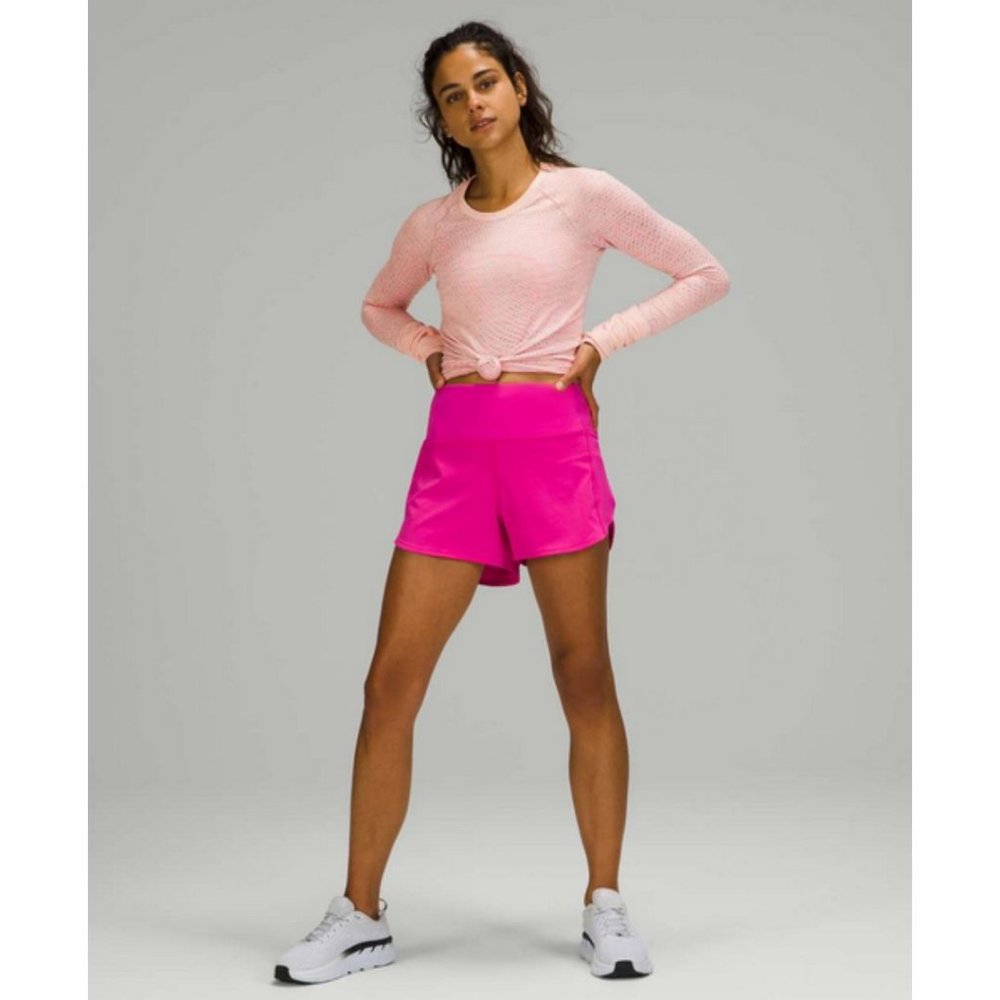 Lululemon Swiftly Tech Long Sleeve 2.0 Grid Warp Pink Sonic Pink Size 10